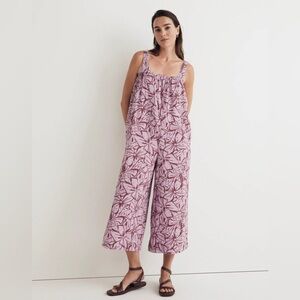 Madewell cotton Floral wide leg cropped Jumpsuit nwot